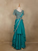 Aqua Blue Sequin Embroidered Design Organza Lehenga