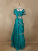 Aqua Blue Sequin Embroidered Design Organza Lehenga