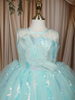 Aqua Blue Sequins Embellished Design Net Frock with Oversized Bow
