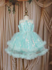 Aqua Blue Sequins Embellished Design Net Frock with Oversized Bow