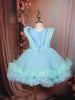 Aqua Blue Sequins Embellished Design Net Party Wear Kids Frock