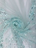 Aqua Blue Sequins and Beads Embroidered Design Pure Organza Designer Saree