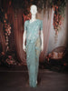 Aqua Blue Sequins and Beads Embroidered Design Pure Organza Designer Saree