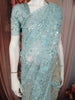 Aqua Blue Sequins and Beads Embroidered Design Pure Organza Designer Saree