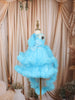 Aqua Blue Silver Sequins and Kartana Embroidered Design Layered Net Party Wear Frock