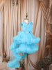 Aqua Blue Silver Sequins and Kartana Embroidered Design Layered Net Party Wear Frock