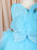 Aqua Blue Silver Sequins and Kartana Embroidered Design Layered Net Party Wear Frock