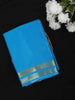 Aqua Blue Solid Design Mysore Silk Saree with Paisley Border