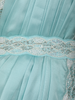 Aqua Blue Solid Design Georgette Ready To Wear Saree With Embellished Blouse and Balloon Puff Sleeves