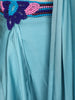 Aqua Blue Solid Design Satin Ready to Wear Draped Saree