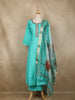 Aqua Blue Solid Design Semi Silk Anarkali Salwar Suit