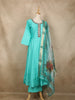 Aqua Blue Solid Design Semi Silk Anarkali Salwar Suit