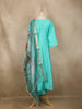 Aqua Blue Solid Design Semi Silk Anarkali Salwar Suit