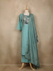 Aqua Blue Solid Designed Georgette Salwar Suit