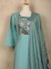 Aqua Blue Solid Designed Georgette Salwar Suit