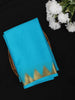 Aqua Blue Solid Woven Design Pure Mysore Silk Saree with Temple Zari Border