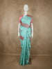 Aqua Blue Striped Zari Woven Design Pure Kanchipuram Silk Saree