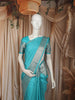Aqua Blue Striped Zari Woven Design Pure Kanchipuram Silk Saree with Matching Zari Border