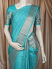 Aqua Blue Striped Zari Woven Design Pure Kanchipuram Silk Saree with Matching Zari Border