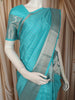 Aqua Blue Striped Zari Woven Design Pure Kanchipuram Silk Saree with Matching Zari Border