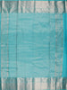 Aqua Blue Striped Zari Woven Design Pure Kanchipuram Silk Saree with Matching Zari Border