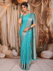 Aqua Blue Striped Zari Woven Design Pure Kanchipuram Silk Saree with Matching Zari Border
