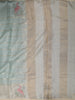Aqua Blue Striped Zari Woven Design Pure Organza Fancy Saree with Contrast Birds Motif Border