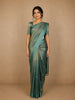 Aqua Blue Stripes Designed Organza Designer Saree