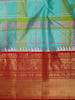 Aqua Blue and Pastel Pink Checked Woven Design Pure Kanchipuram Silk Saree with Contrast Zari Border