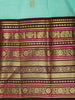 Aqua Green Butta Woven Design Pure Kanchipuram Silk Saree with Contrast  Elephant Motif Zari Border