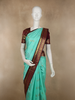 Aqua Green Butta Woven Design Pure Kanchipuram Silk Saree with Contrast  Elephant Motif Zari Border