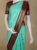 Aqua Green Butta Woven Design Pure Kanchipuram Silk Saree with Contrast  Elephant Motif Zari Border