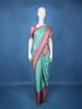 Aqua Green Checked Woven Design Pure Kanchipuram Silk Saree