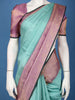 Aqua Green Checked Woven Design Pure Kanchipuram Silk Saree