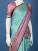 Aqua Green Checked Woven Design Pure Kanchipuram Silk Saree