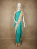 Aqua Green Checked Woven Design Pure Kanchipuram Silk Saree with Contrast Woven Border