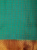 Aqua Green Checks Woven Mysore Silk Saree With Contrast Red Border
