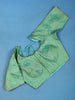 Aqua Green Floral Design Banarasi Silk Readymade Blouse