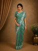 Aqua Green Floral Design Semi Tussar Saree