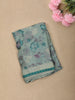 Aqua Green Floral Printed Design Georgette Fancy Saree