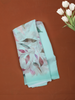 Aqua Green Floral Printed Soft Chiffon Saree