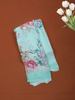 Aqua Green Floral Printed Soft Chiffon Saree