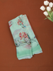 Aqua Green Floral Printed Soft Chiffon Saree