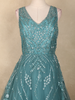 Aqua Green Floral Sequin Embroidered Net Gown with Dupatta