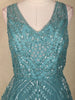 Aqua Green Floral Sequin Embroidered Net Gown with Dupatta