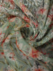 Aqua Green Floral Sequins Embroidered Design Pure Tissue Saree with Lace Border