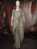 Aqua Green Floral Sequins Embroidered Design Pure Tissue Saree with Lace Border
