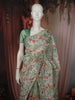 Aqua Green Floral Sequins Embroidered Design Pure Tissue Saree with Lace Border