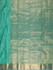 Aqua Green  Floral Striped Zari Woven Design Pure Kanchipuram Silk Saree with Zari Border