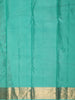Aqua Green  Floral Striped Zari Woven Design Pure Kanchipuram Silk Saree with Zari Border
